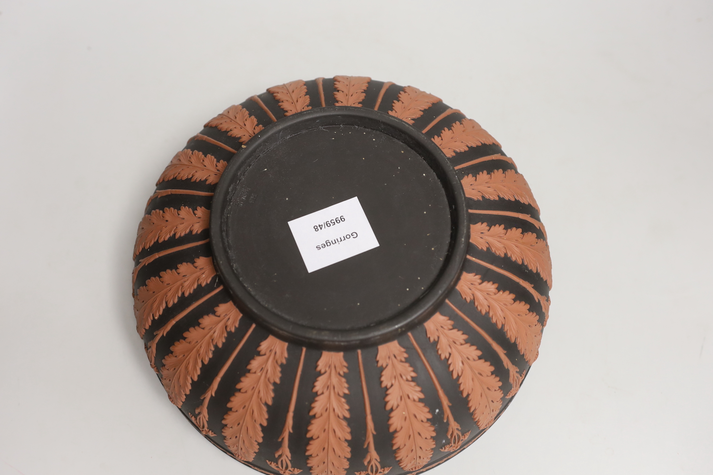 A Wedgwood black and terracotta jasper bowl, 25.5cm diameter
